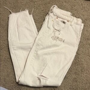 free people Women's Distressed Cream Jeans